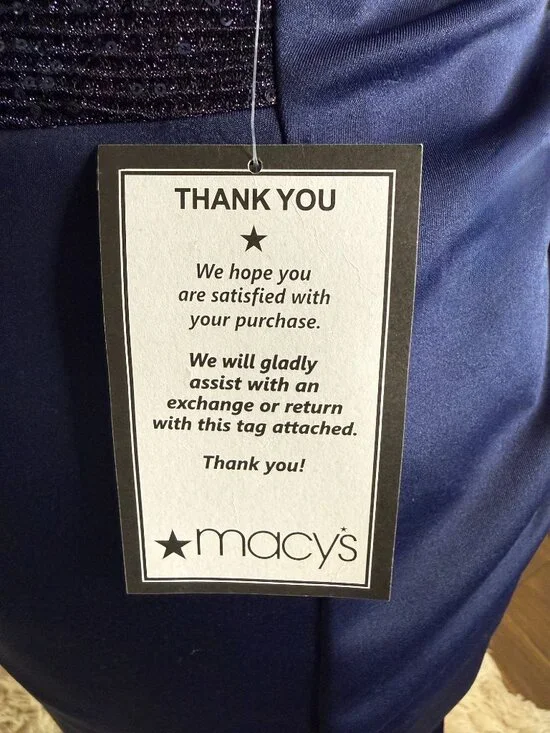 Navy Blue, Sequined Waist and Shoulder, Formal Evening Gown, Cap Sleeve, Size 6 - Picture 8 of 8